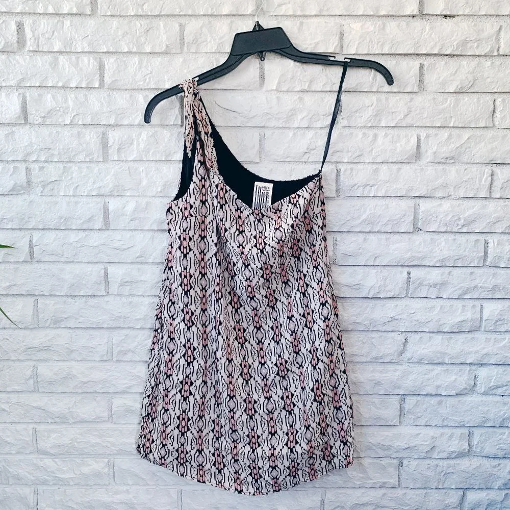 Free People One Shoulder Pattern Mini Dress - Size 0